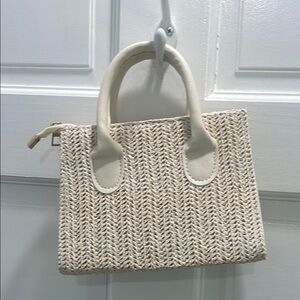 Elegant Cream Woven Handbag